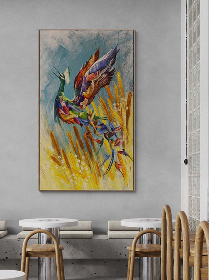 Başaklar İçinden Simurg Yağlı Boya Tablosu