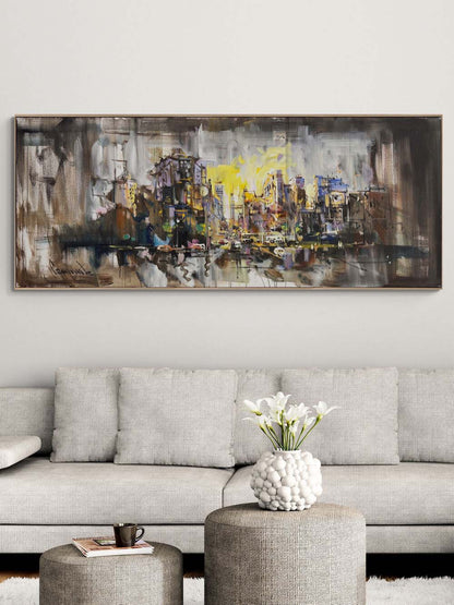 Toz ve Duman Şehir Yağlı Boya Tablosu