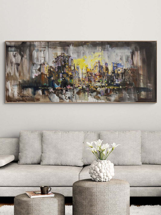 Toz ve Duman Şehir Yağlı Boya Tablosu