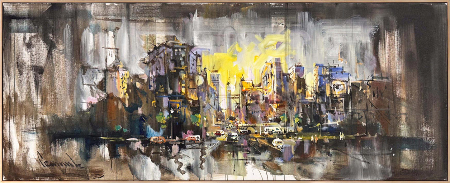 Toz ve Duman Şehir Yağlı Boya Tablosu