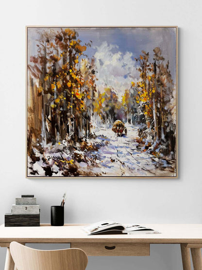 Kış Mevsimi Göç Yağlı Boya Tablosu