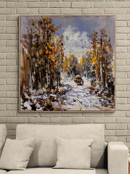 Kış Mevsimi Göç Yağlı Boya Tablosu