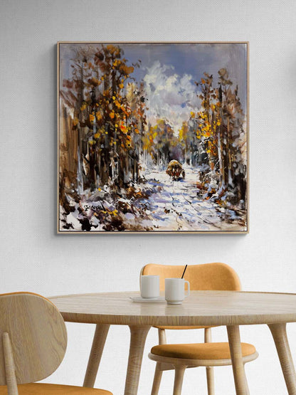 Kış Mevsimi Göç Yağlı Boya Tablosu