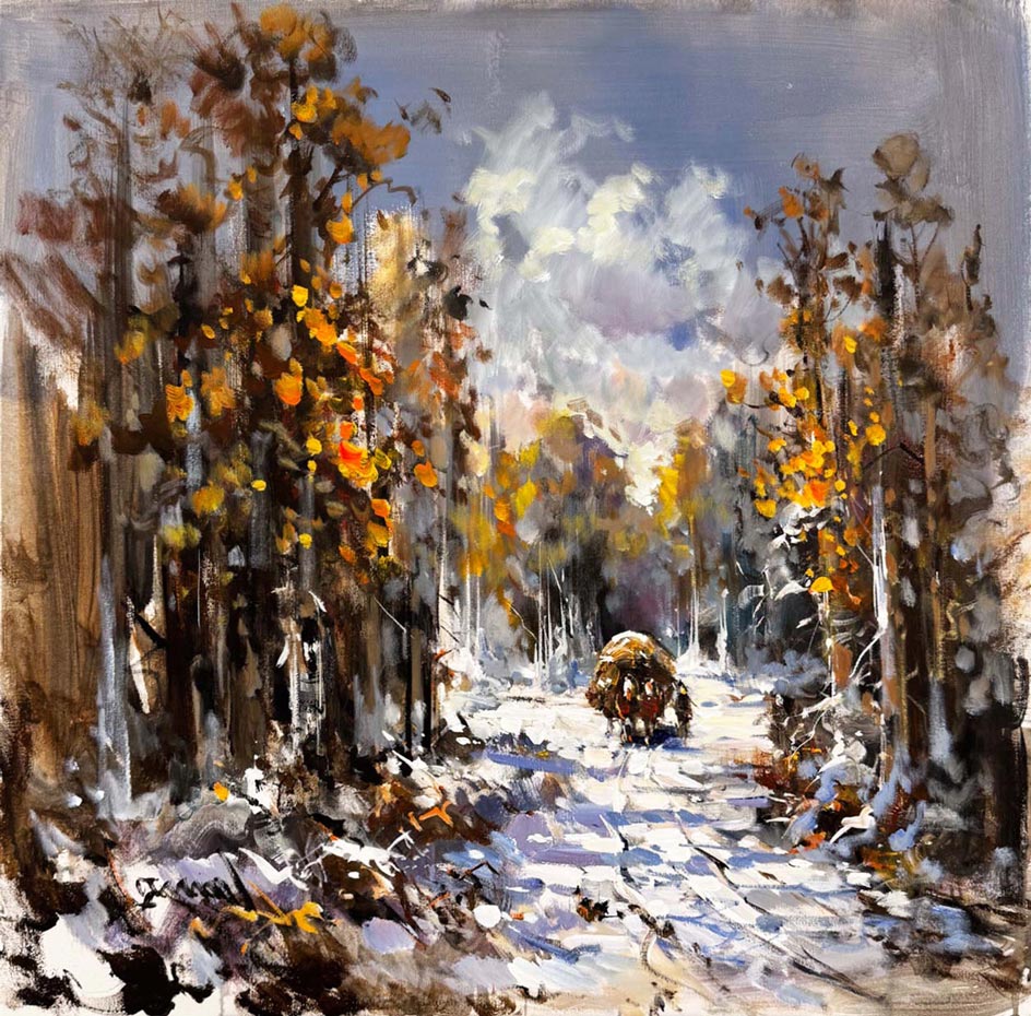 Kış Mevsimi Göç Yağlı Boya Tablosu