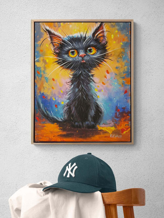 Siyah Kedi Yağlı Boya Tablosu