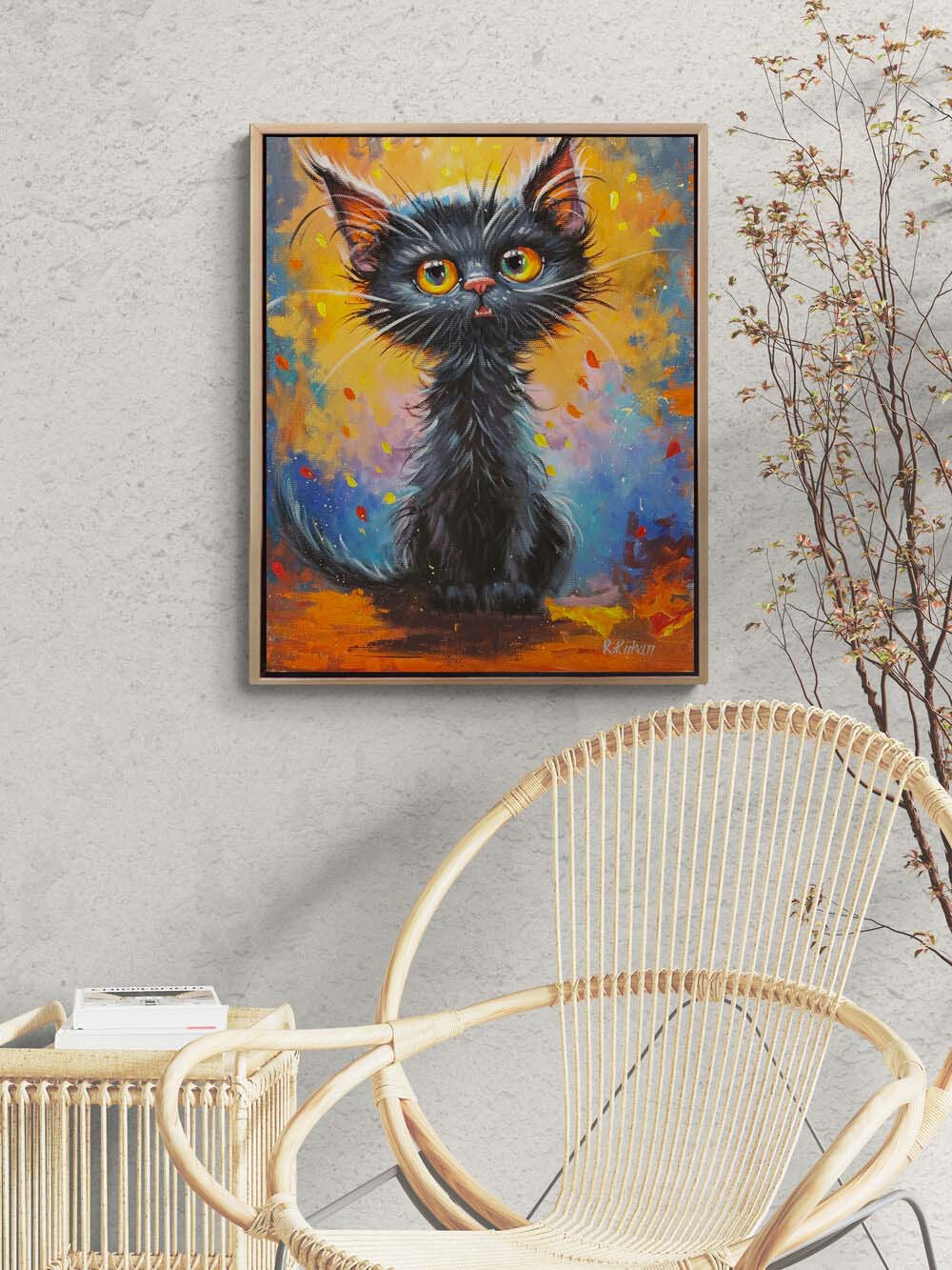 Siyah Kedi Yağlı Boya Tablosu