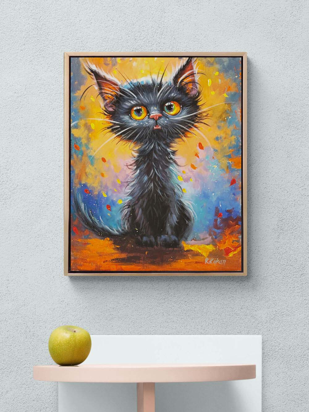 Siyah Kedi Yağlı Boya Tablosu