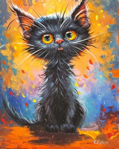 Siyah Kedi Yağlı Boya Tablosu