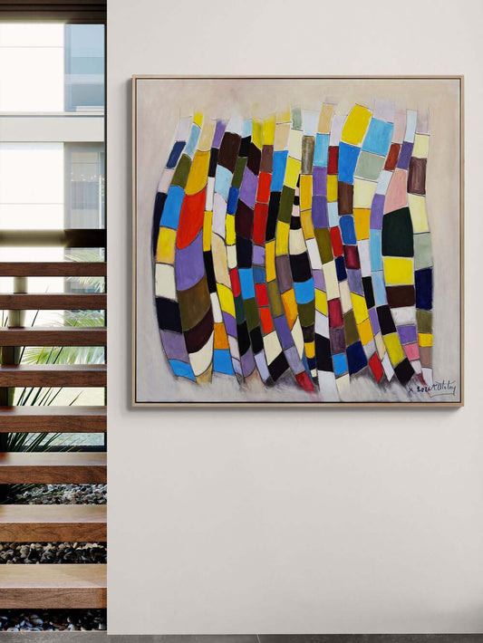 Renklerin Kübik Dansı Yağlı Boya Tablosu