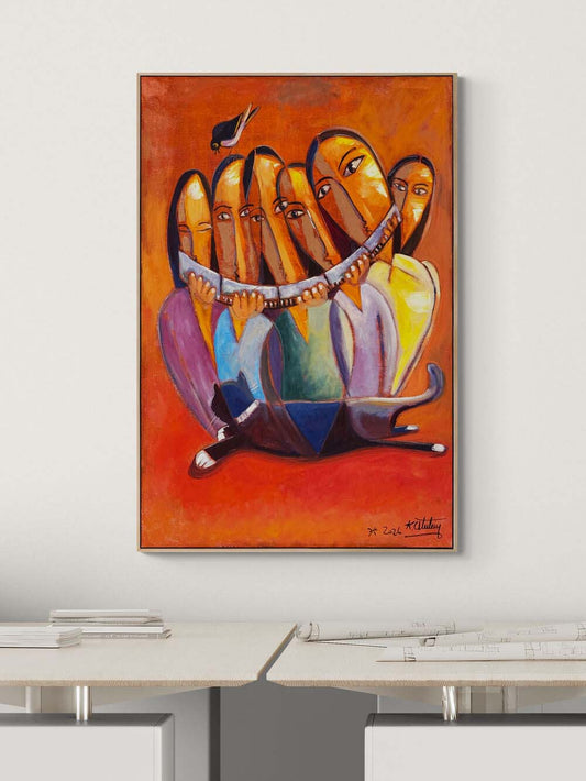 Katmanlı Hikayeler Yağlı Boya Tablosu