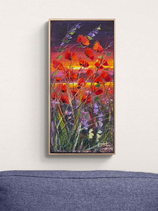 Gelinciklerin Gün Batımı Yağlı Boya Tablosu