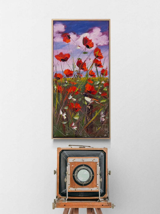 Mor Gökyüzü, Al Gelincik Yağlı Boya Tablosu