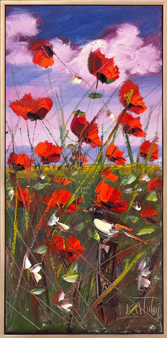 Mor Gökyüzü, Al Gelincik Yağlı Boya Tablosu