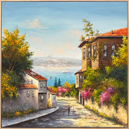 Eski Bir İstanbul Sabahı Yağlı Boya Tablosu Simurg Sanatevi