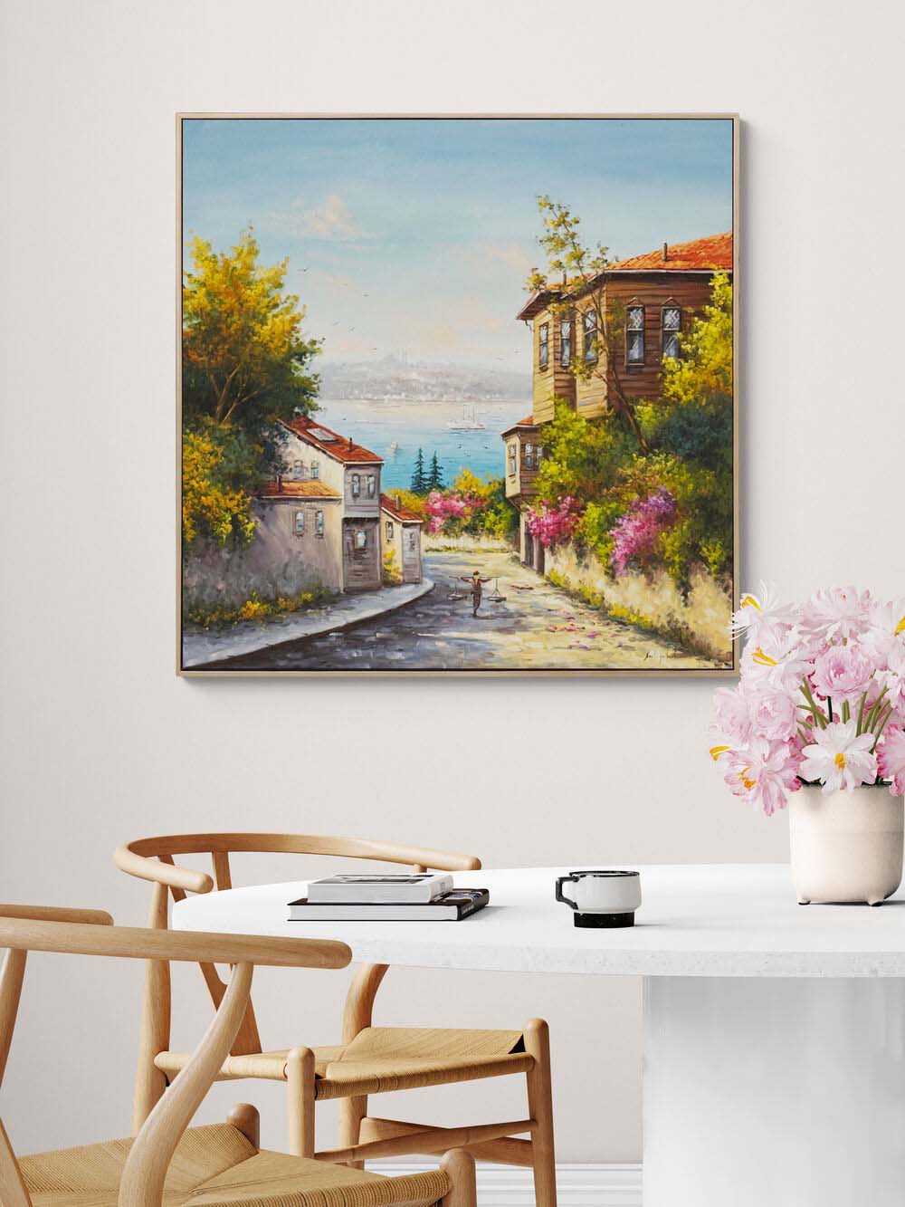 Eski Bir İstanbul Sabahı Yağlı Boya Tablosu Simurg Sanatevi