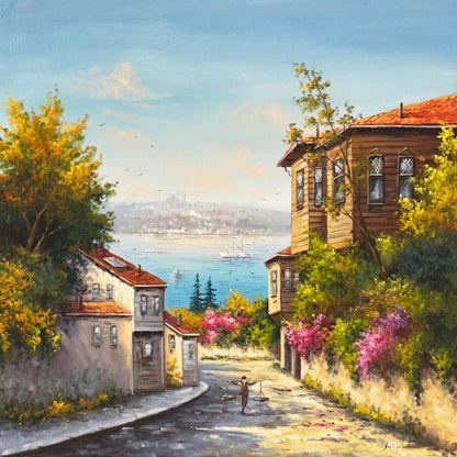 Eski Bir İstanbul Sabahı Yağlı Boya Tablosu Simurg Sanatevi