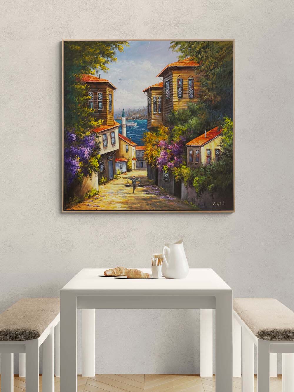 Cumbalı Sokakta Zaman Yağlı Boya Tablosu Simurg Sanatevi