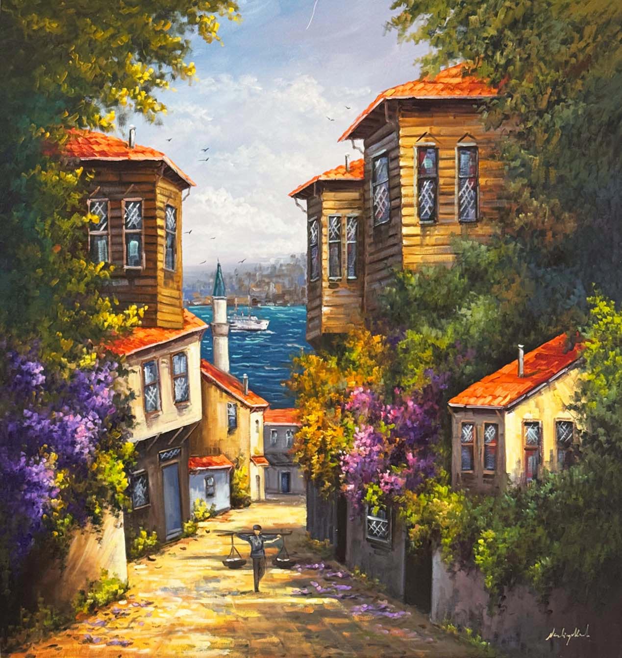 Cumbalı Sokakta Zaman Yağlı Boya Tablosu Simurg Sanatevi