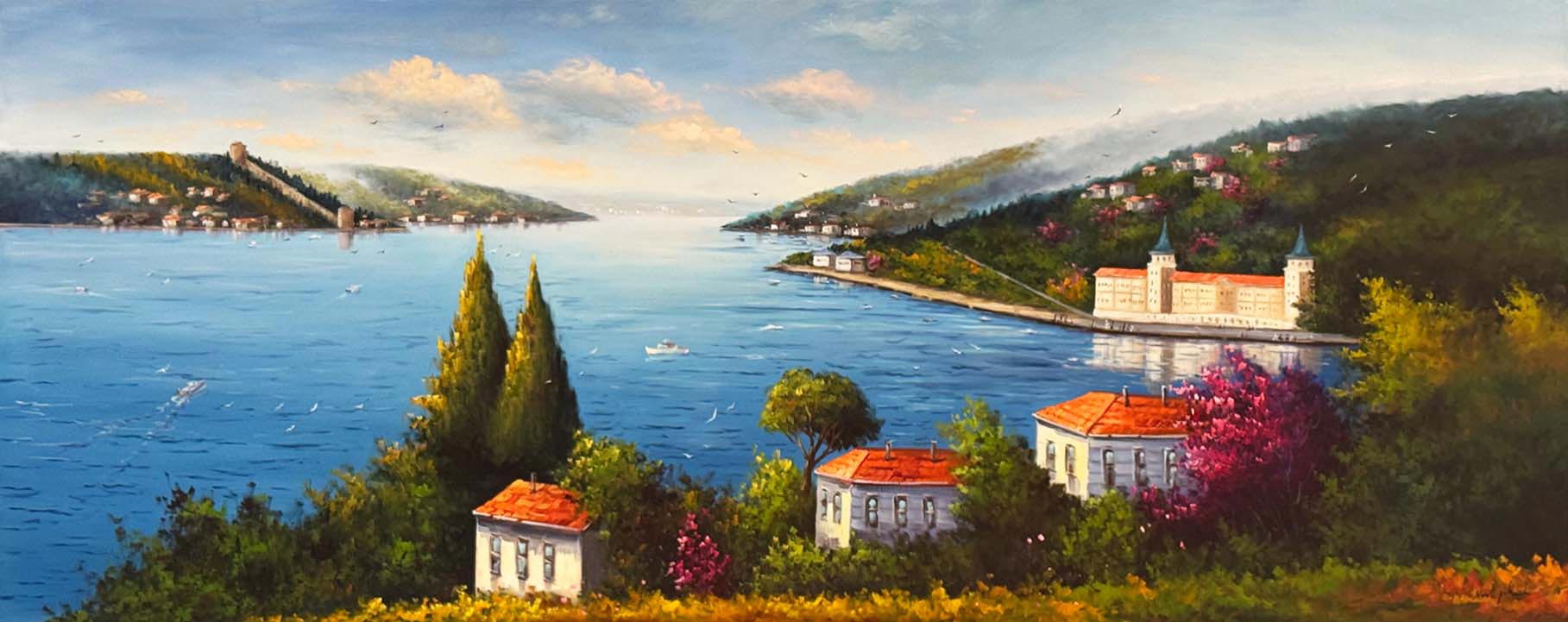 Boğaz’a Bakan Pencereler Yağlı Boya Tablosu Simurg Sanatevi