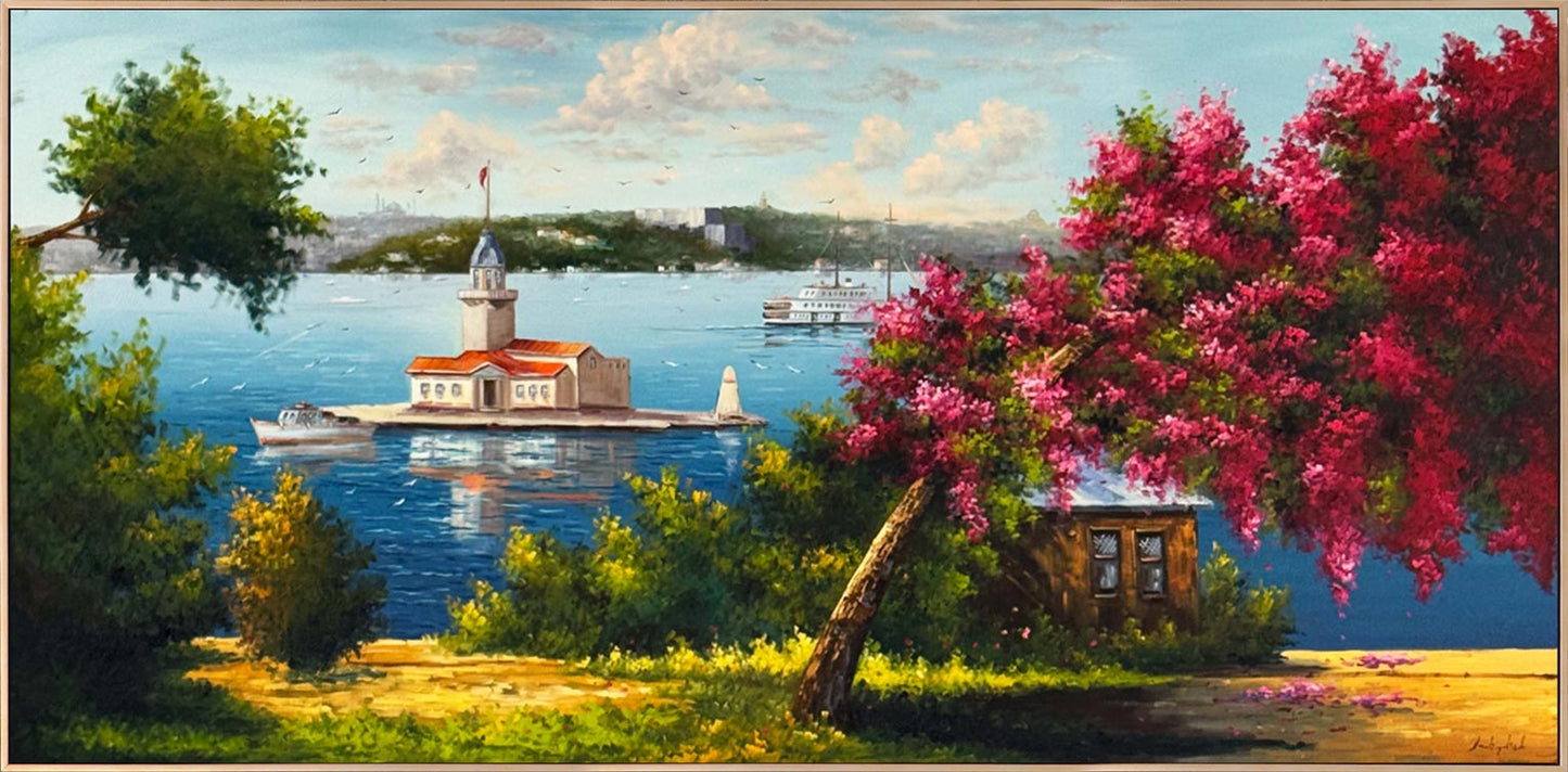 Erguvan Mevsimi Yağlı Boya Tablosu Simurg Sanatevi