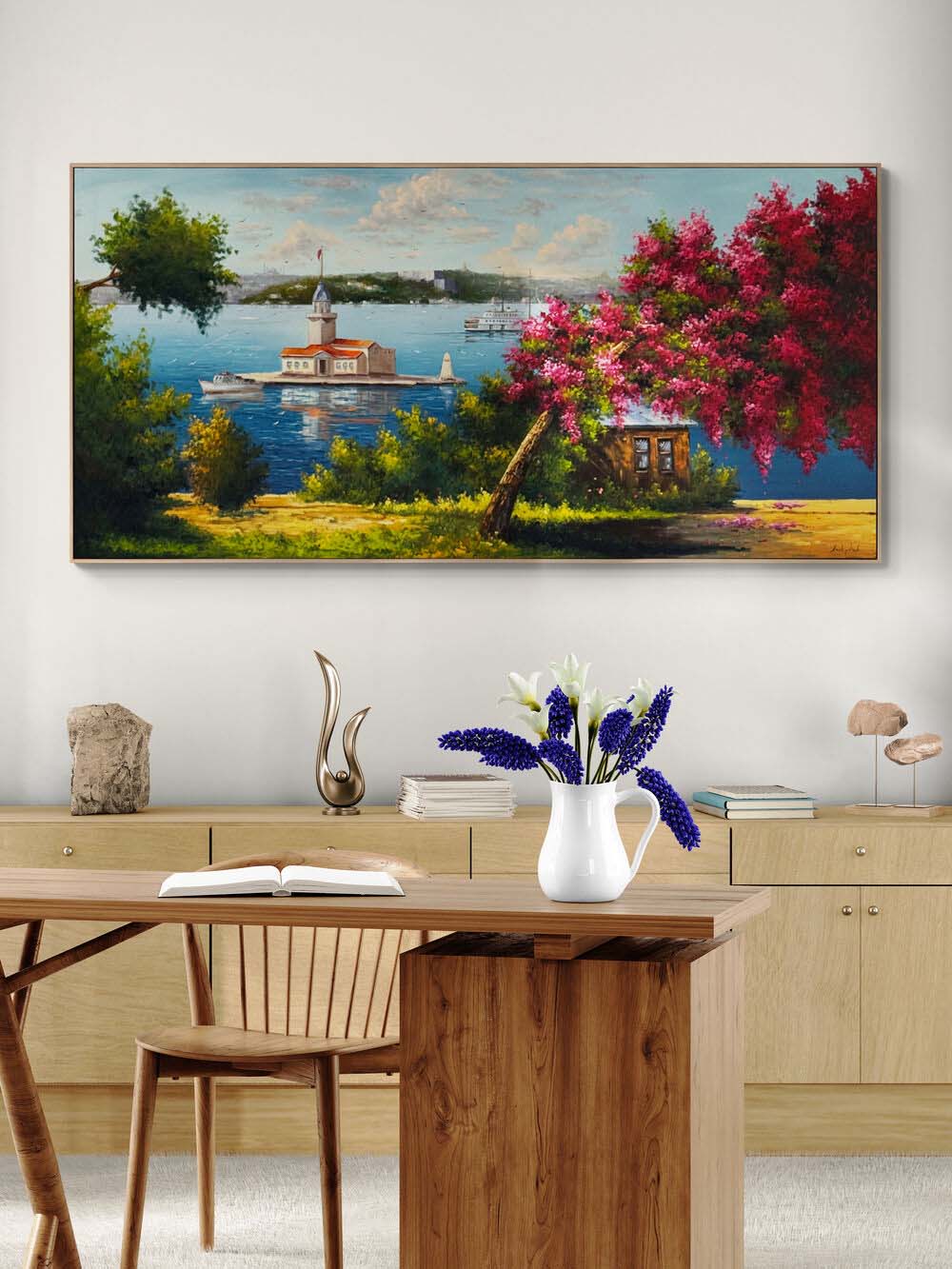 Erguvan Mevsimi Yağlı Boya Tablosu Simurg Sanatevi