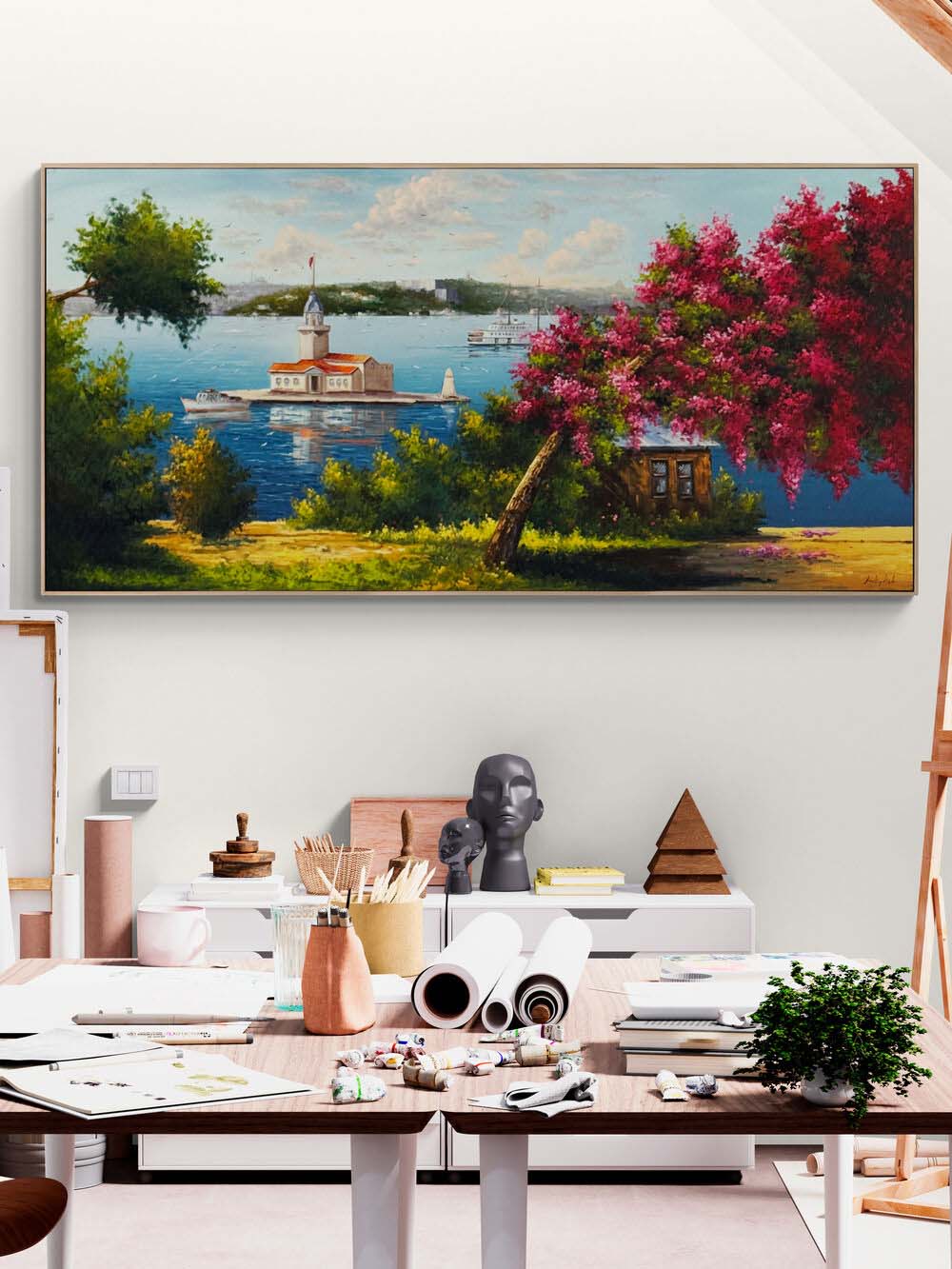 Erguvan Mevsimi Yağlı Boya Tablosu Simurg Sanatevi