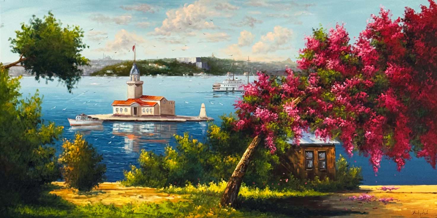 Erguvan Mevsimi Yağlı Boya Tablosu Simurg Sanatevi