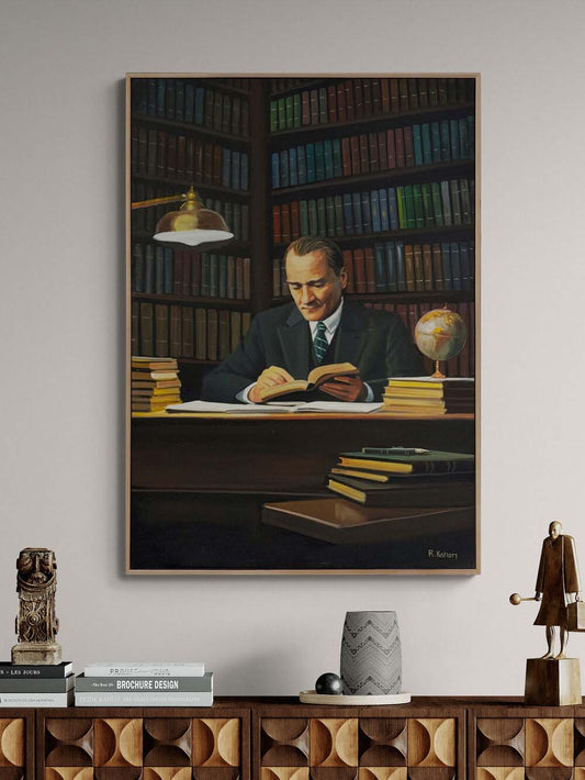 Mustafa Kemal’in Kitaplığı Yağlı Boya Tablosu Simurg Sanatevi