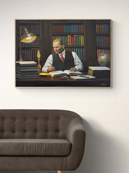 Geleceği İnşa Eden Atatürk Yağlı Boya Tablosu Simurg Sanatevi
