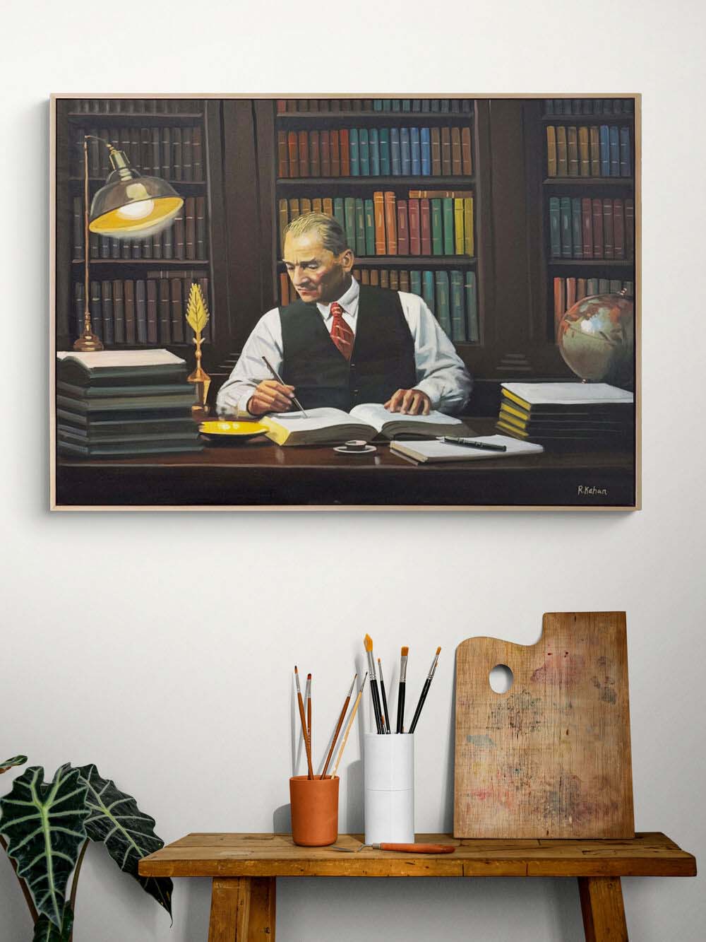 Geleceği İnşa Eden Atatürk Yağlı Boya Tablosu Simurg Sanatevi
