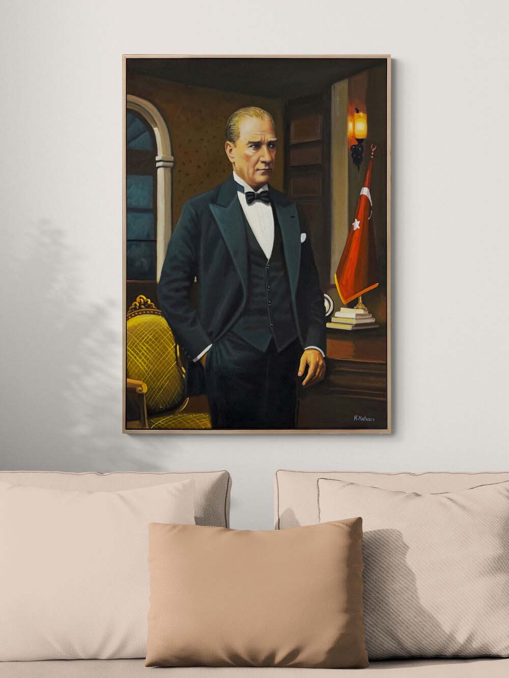 Atatürk Duruşu Yağlı Boya Tablosu Simurg Sanatevi