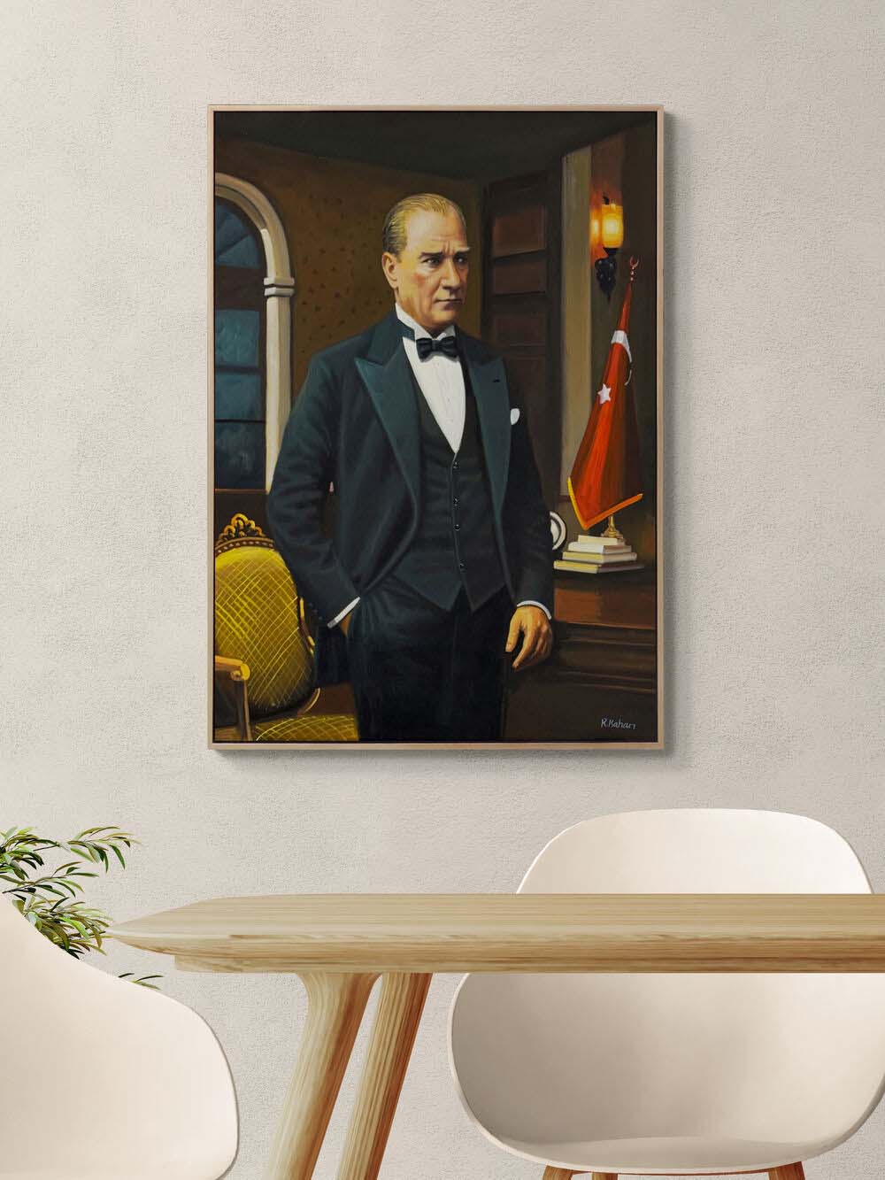 Atatürk Duruşu Yağlı Boya Tablosu Simurg Sanatevi