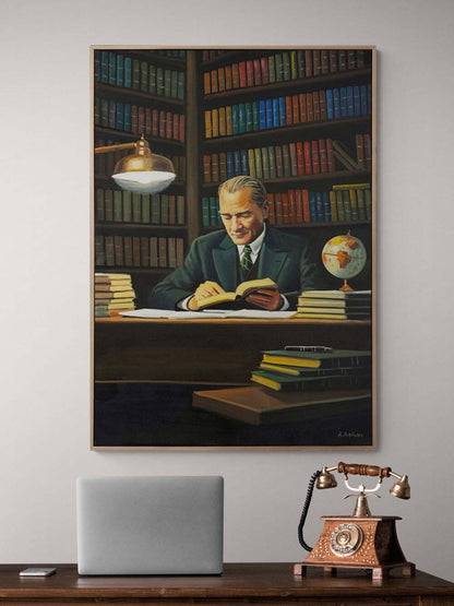 Başöğretmen Mustafa Kemal Yağlı Boya Tablosu Simurg Sanatevi