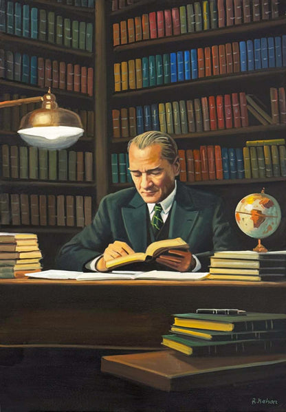 Başöğretmen Mustafa Kemal Yağlı Boya Tablosu Simurg Sanatevi
