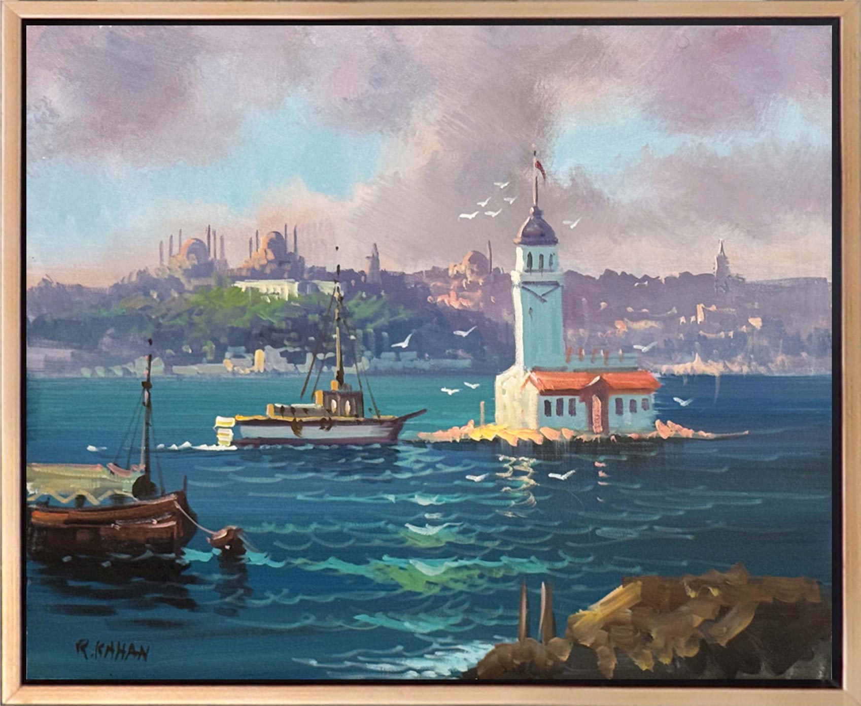 Kulenin Gölgesinde Yağlı Boya Tablosu Simurg Sanatevi