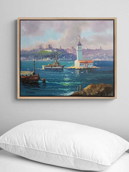 Kulenin Gölgesinde Yağlı Boya Tablosu Simurg Sanatevi