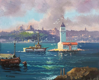 Kulenin Gölgesinde Yağlı Boya Tablosu Simurg Sanatevi