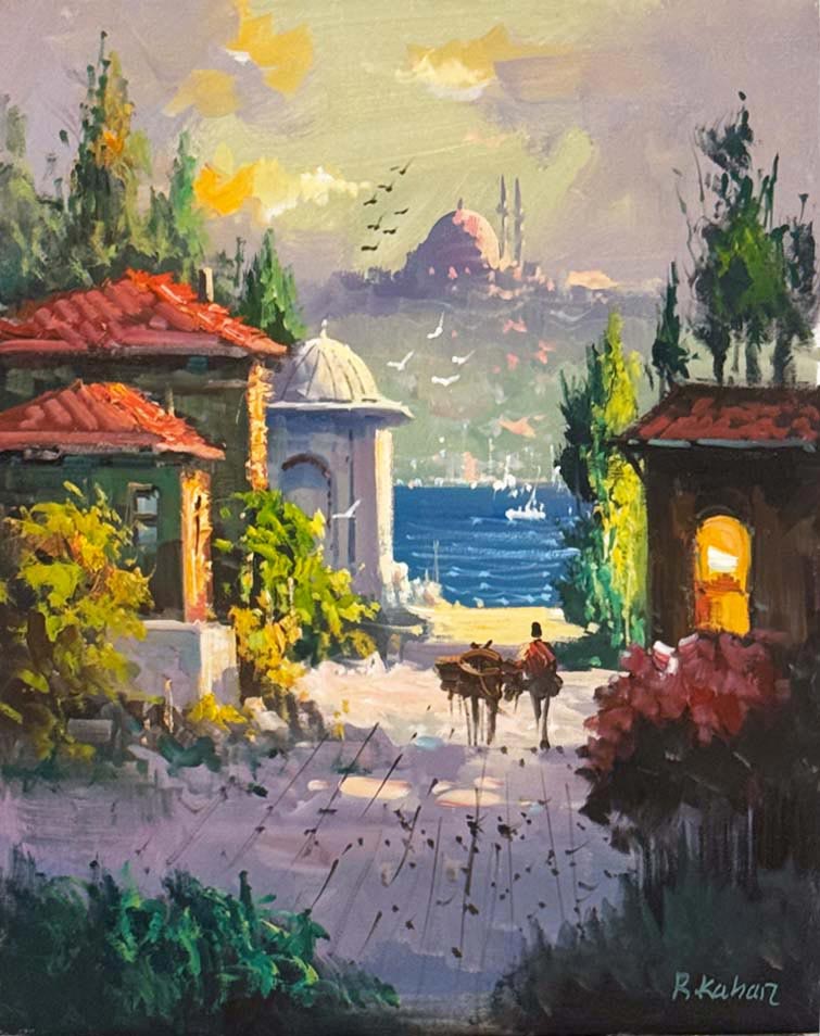 Eski Şehrin Sokakları Yağlı Boya Tablosu Simurg Sanatevi
