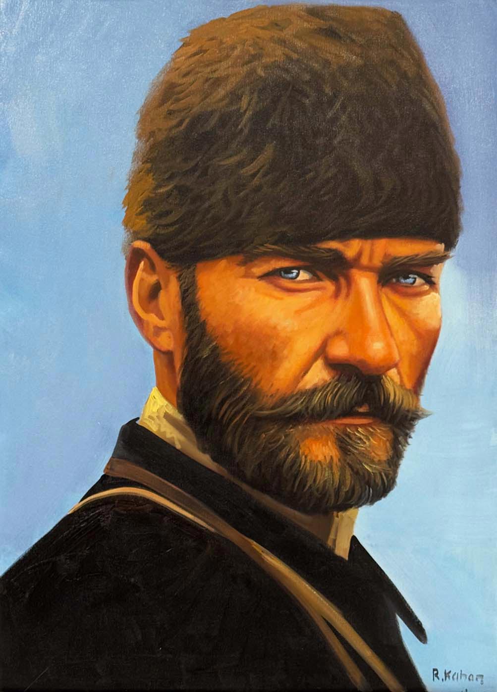 Kara Kalpaklı Mustafa Kemal Yağlı Boya Tablosu Simurg Sanatevi