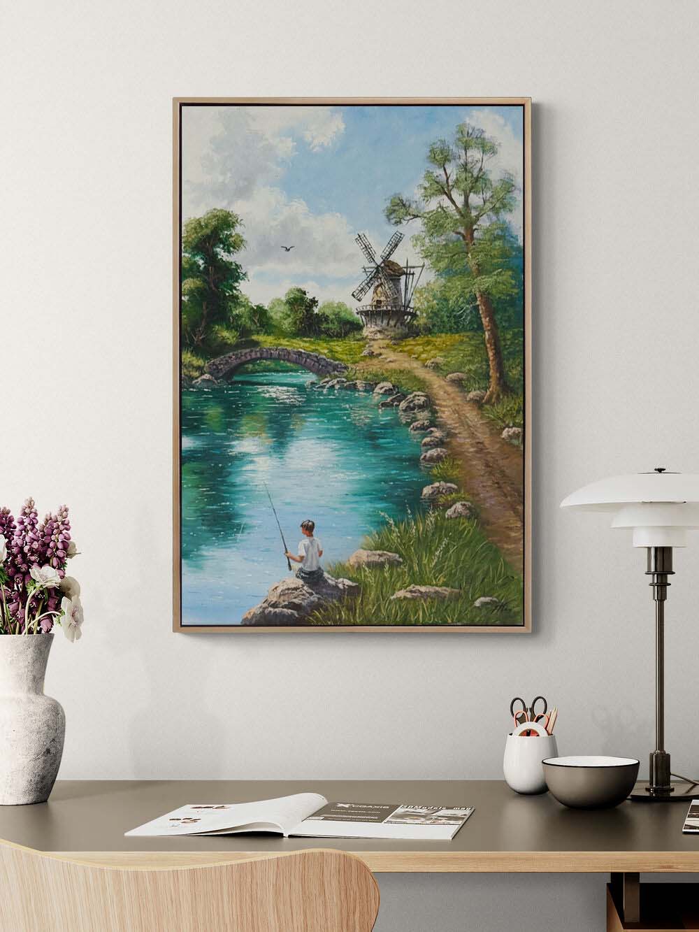 Zamanın Durduğu Nehir Yağlı Boya Tablosu Simurg Sanatevi