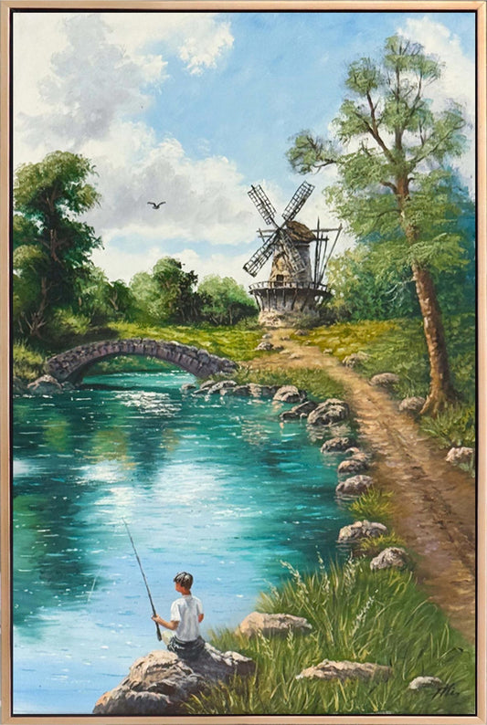 Zamanın Durduğu Nehir Yağlı Boya Tablosu Simurg Sanatevi