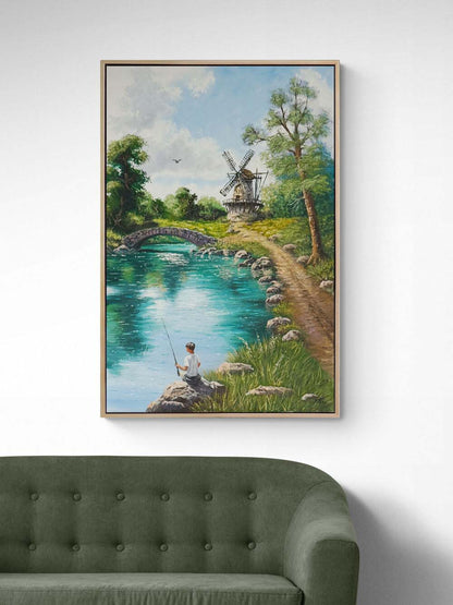 Zamanın Durduğu Nehir Yağlı Boya Tablosu Simurg Sanatevi