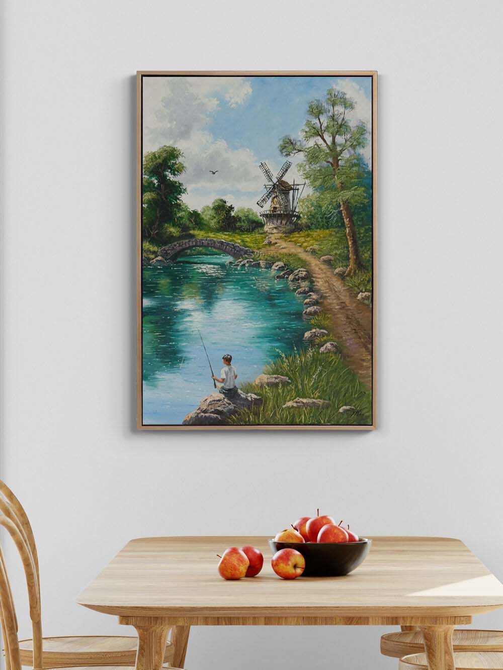 Zamanın Durduğu Nehir Yağlı Boya Tablosu Simurg Sanatevi