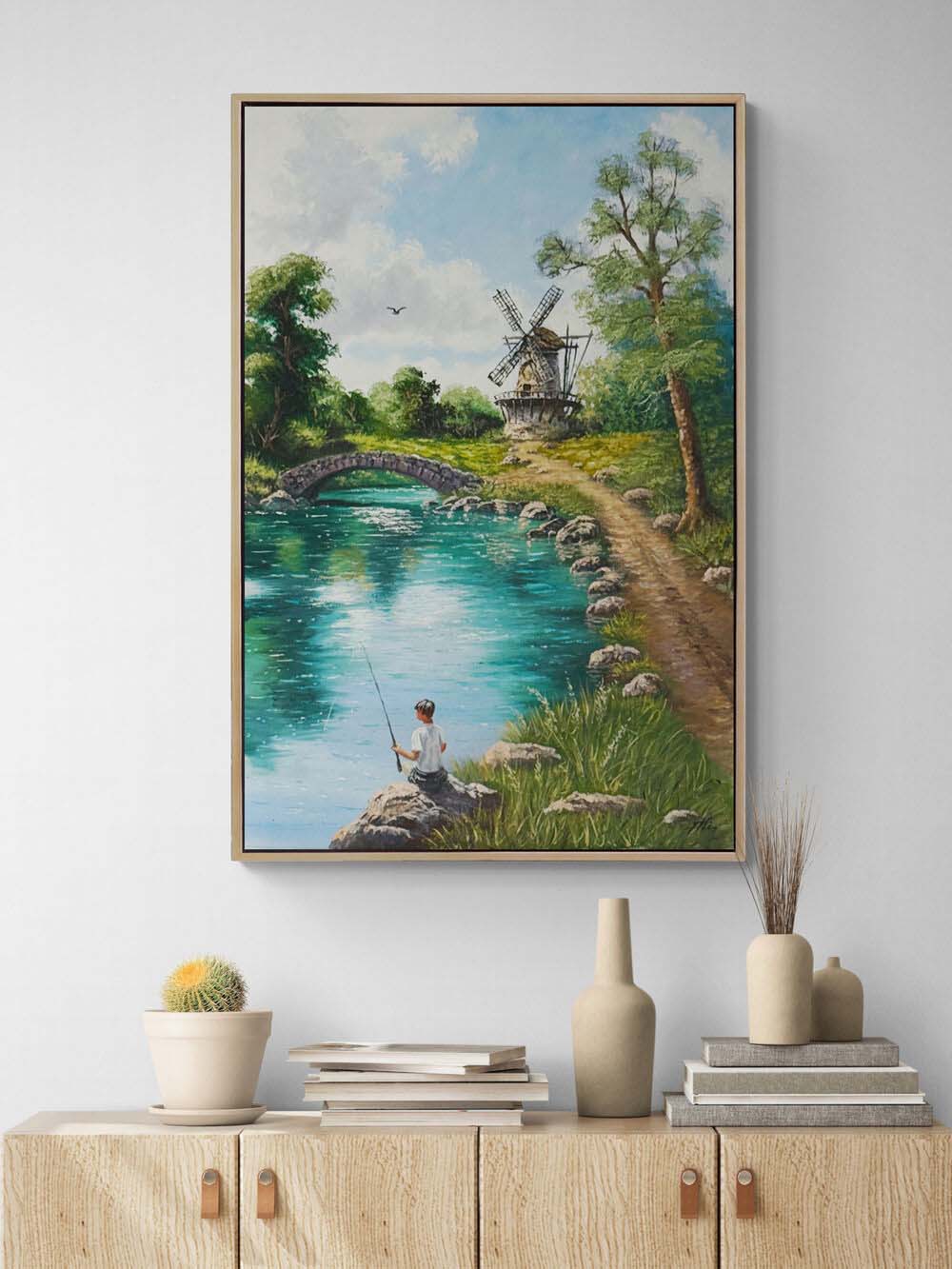 Zamanın Durduğu Nehir Yağlı Boya Tablosu Simurg Sanatevi