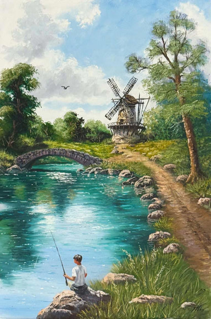 Zamanın Durduğu Nehir Yağlı Boya Tablosu Simurg Sanatevi