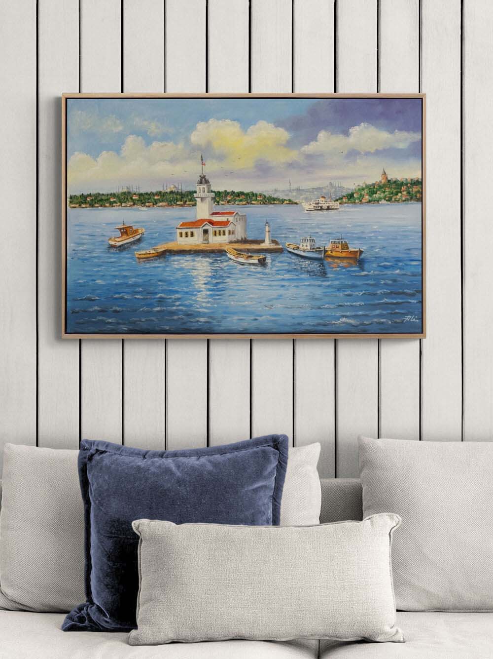 Kız Kulesinin Kıyısında Yağlı Boya Tablosu Simurg Sanatevi