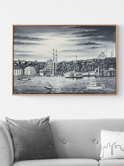 Karaköy'den Boğaz Yağlı Boya Tablosu Simurg Sanatevi