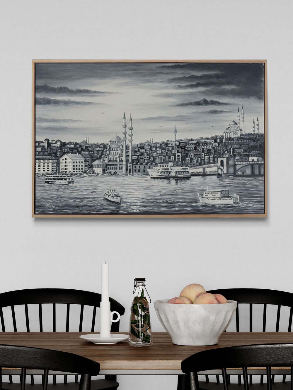 Karaköy'den Boğaz Yağlı Boya Tablosu Simurg Sanatevi