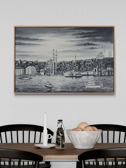 Karaköy'den Boğaz Yağlı Boya Tablosu Simurg Sanatevi