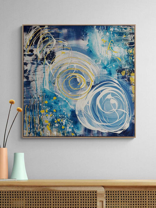 Mavi Derinlikte Yağlı Boya Tablosu Simurg Sanatevi